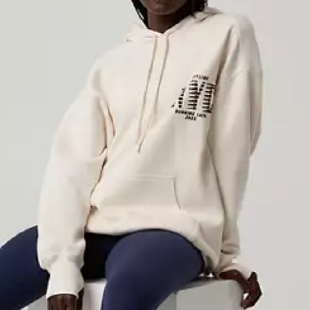Aerie Super Soft Oversized Off White Pullover NYC Graphic Cozy Hoodie (XL)